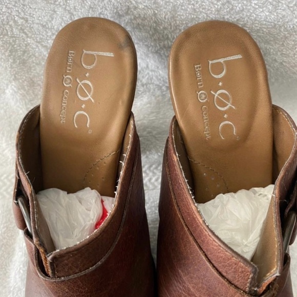 Born b.o.c. Oil Tanned Leather Clogs Mules Heels Brown 6 - Picture 12 of 12